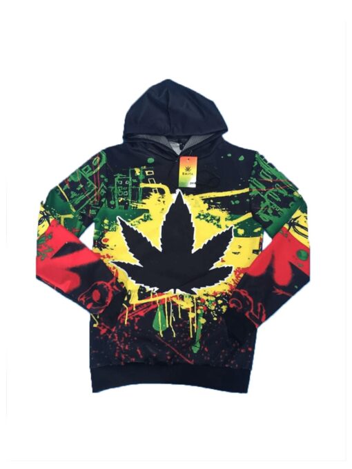 Reggae Gear Rasta weed leaf black hoodie