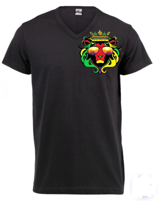 Reggae gear Dark Grey V neck tshirt with RG logo left chest