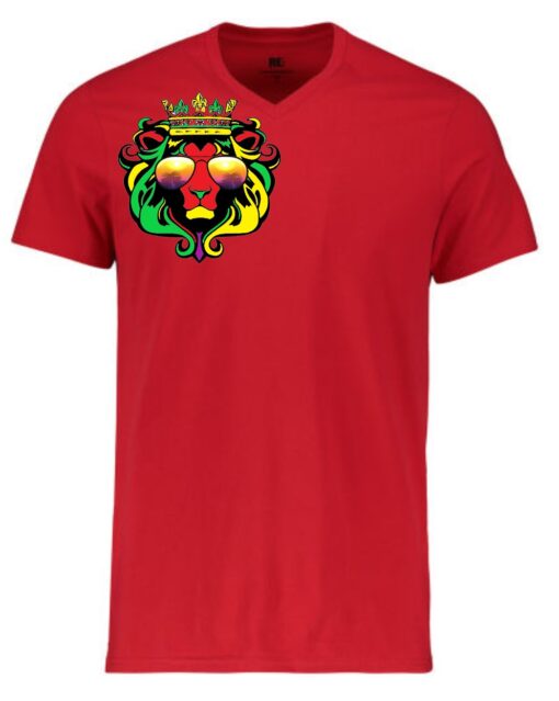 Reggae gear Red V neck tshirt with RG logo left chest